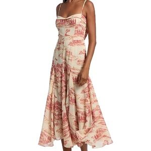 NWT Reformation Fredo Watercolor Toile Midi Dress Dolce Vita Color Size 8 Boho!